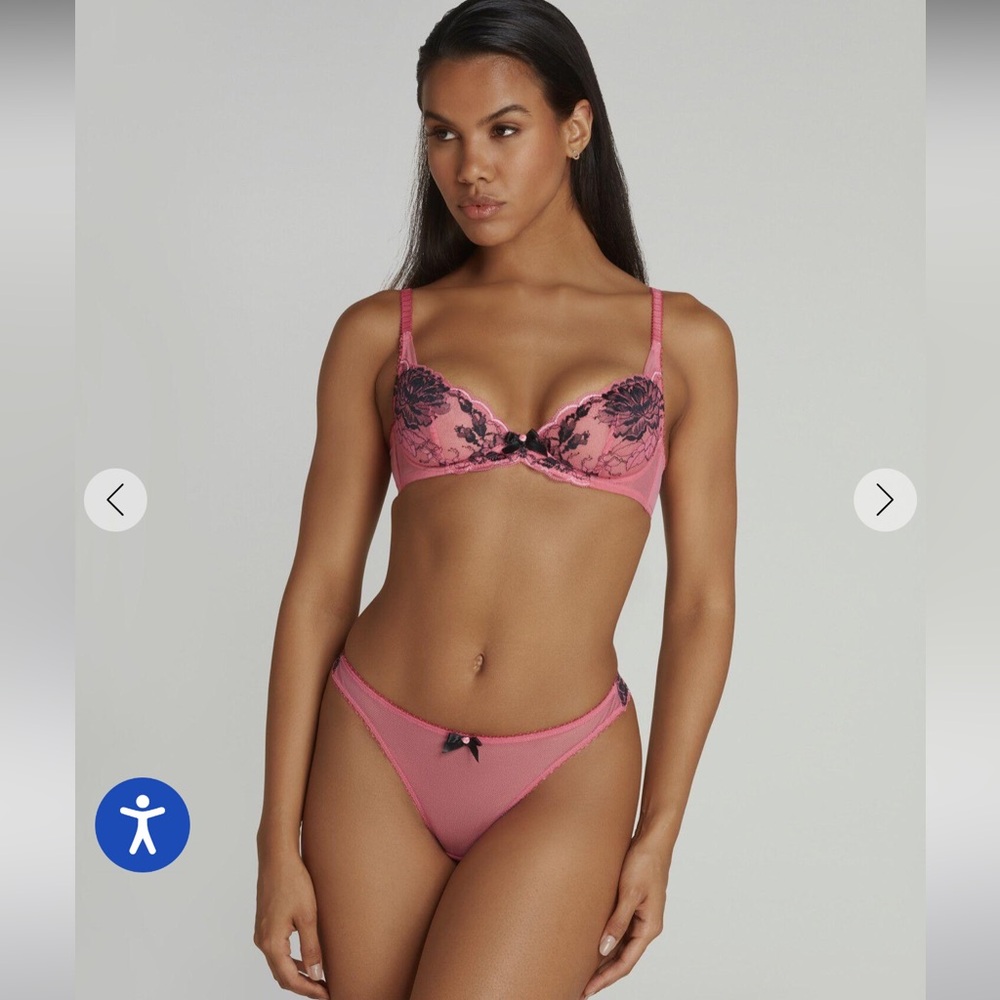 Pink and Black Lace Bra and Panty Set